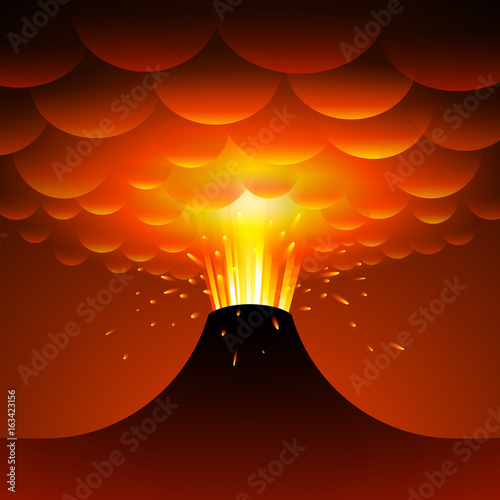 Volcano eruption. Vector cartoon illustration