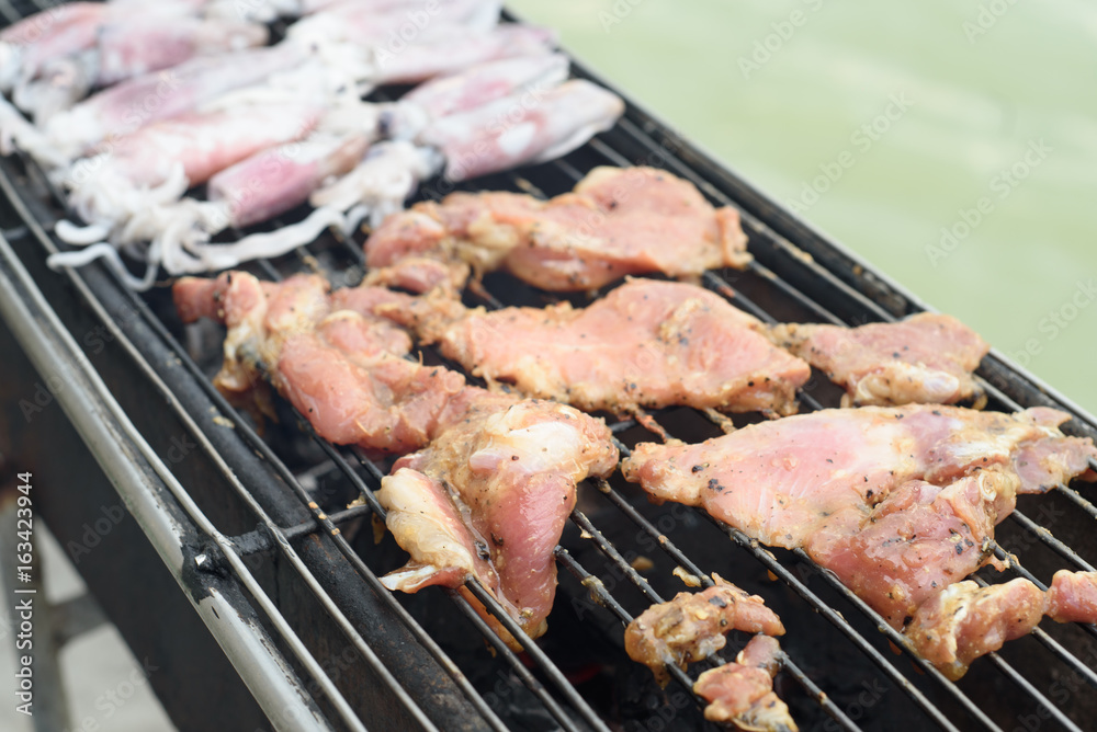 Grilled Squids and pork