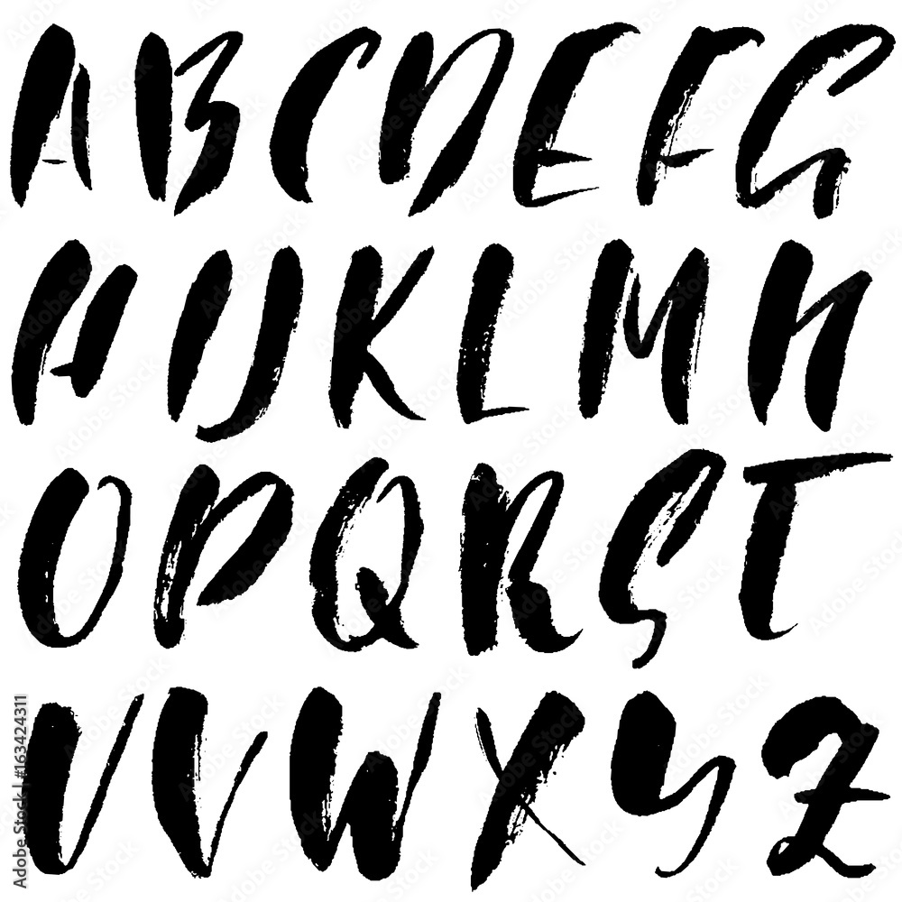 Hand drawn dry brush font. Modern brush lettering. Grunge style alphabet. Vector illustration. Hand drawn dry brush font. Modern brush lettering. Grunge style alphabet. Vector illustration.