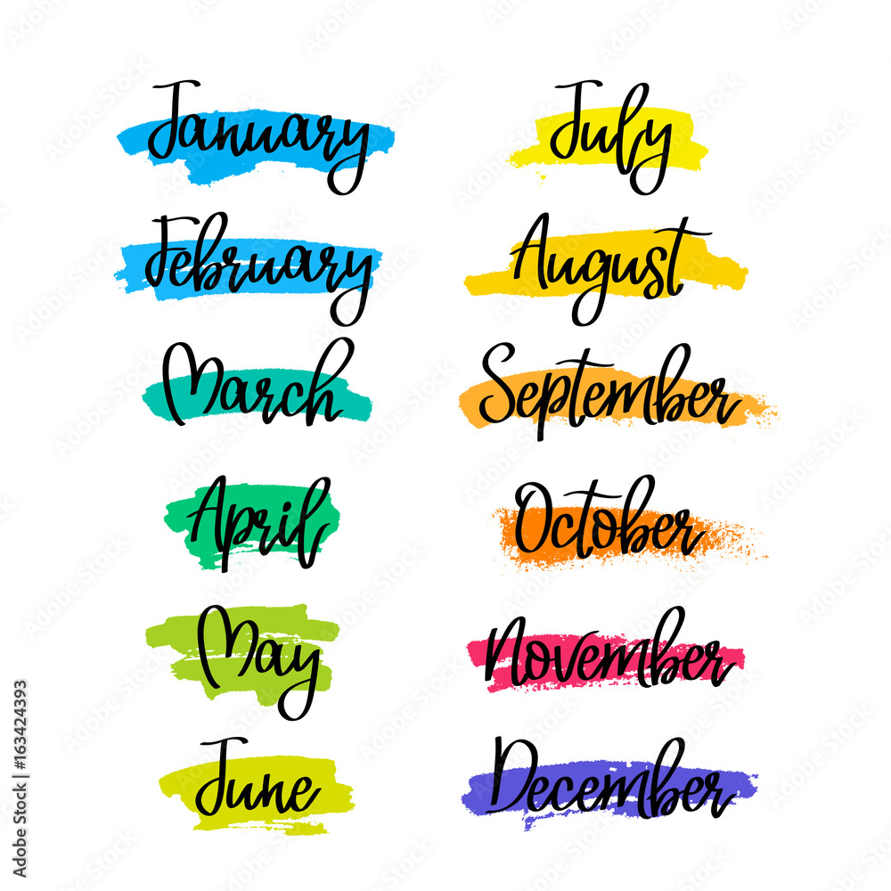 Months of the year. Calligraphy and lettering