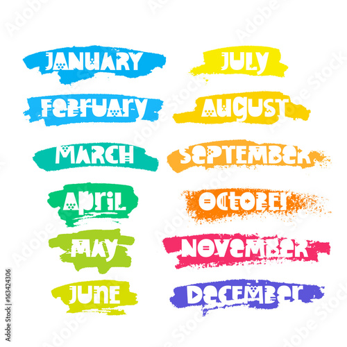 Months of the year. Lettering