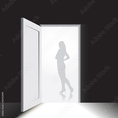 Female silhouette in the doorway
