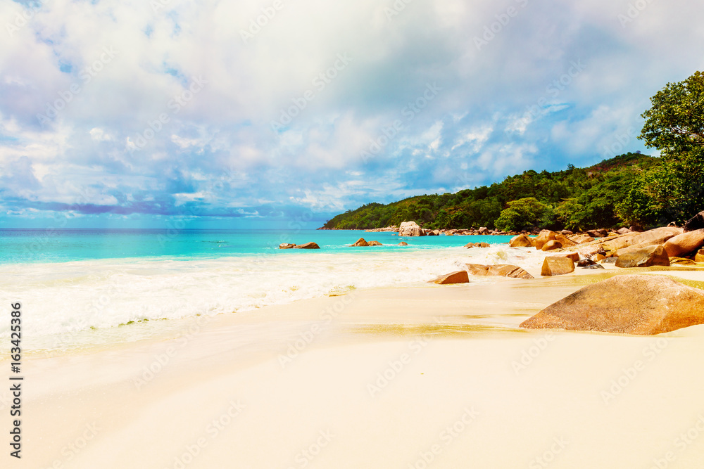 Photo of a tropical beach on the sunny day