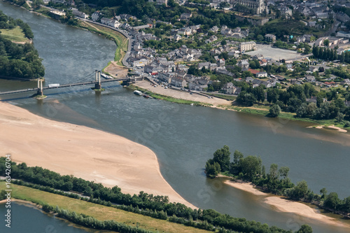 Vue aérienne de Montjean-sur-Loire en France