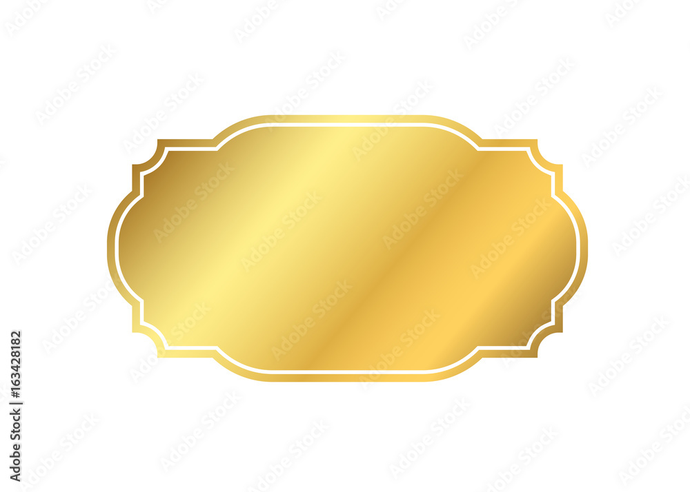 Gold frame. Beautiful simple golden design. Vintage style decorative border isolated white background. Elegant gold art frame. Empty copy space decoration, photo, banner Vector illustration