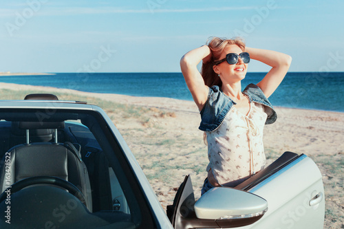 Relaxing woman on the beach in the car © fotofabrika