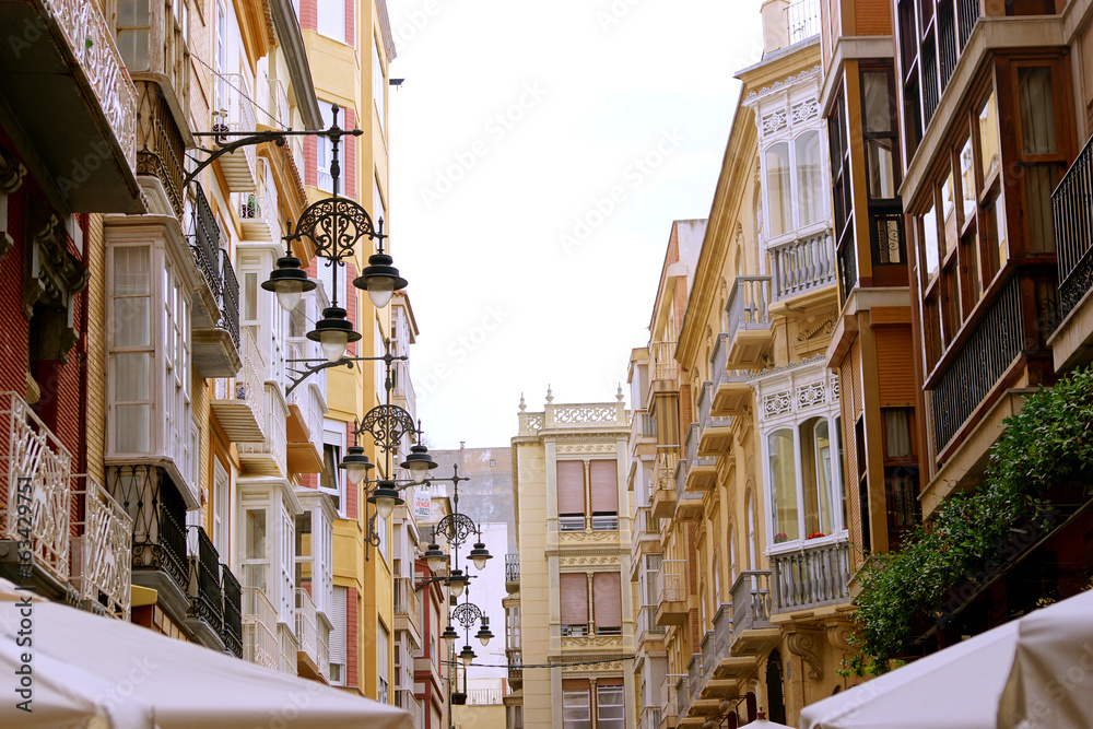 Street view in old town Cartagena, Spain.