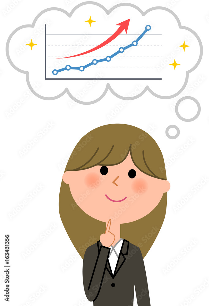 スーツの女性　右肩上がりを想像