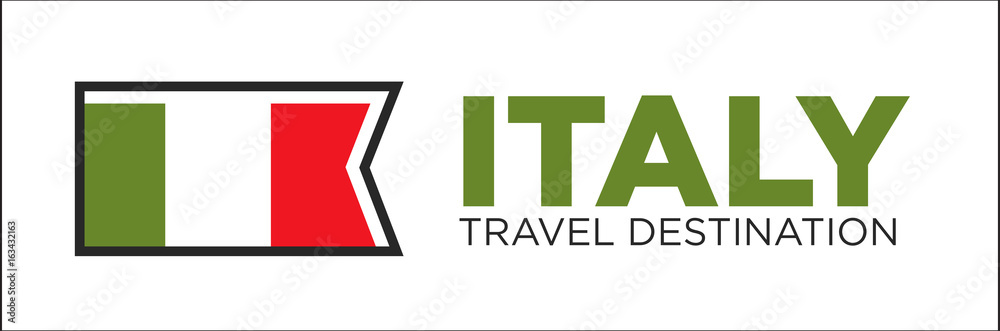 Italy travel destination promotional poster with national flag
