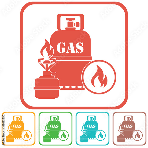 Camping stove with gas bottle icon