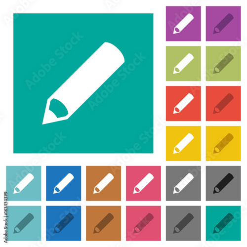 Pencil square flat multi colored icons