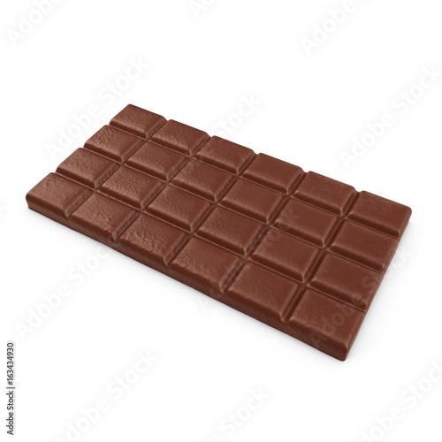 dark chocolate bar on white. 3D illustration, clipping path
