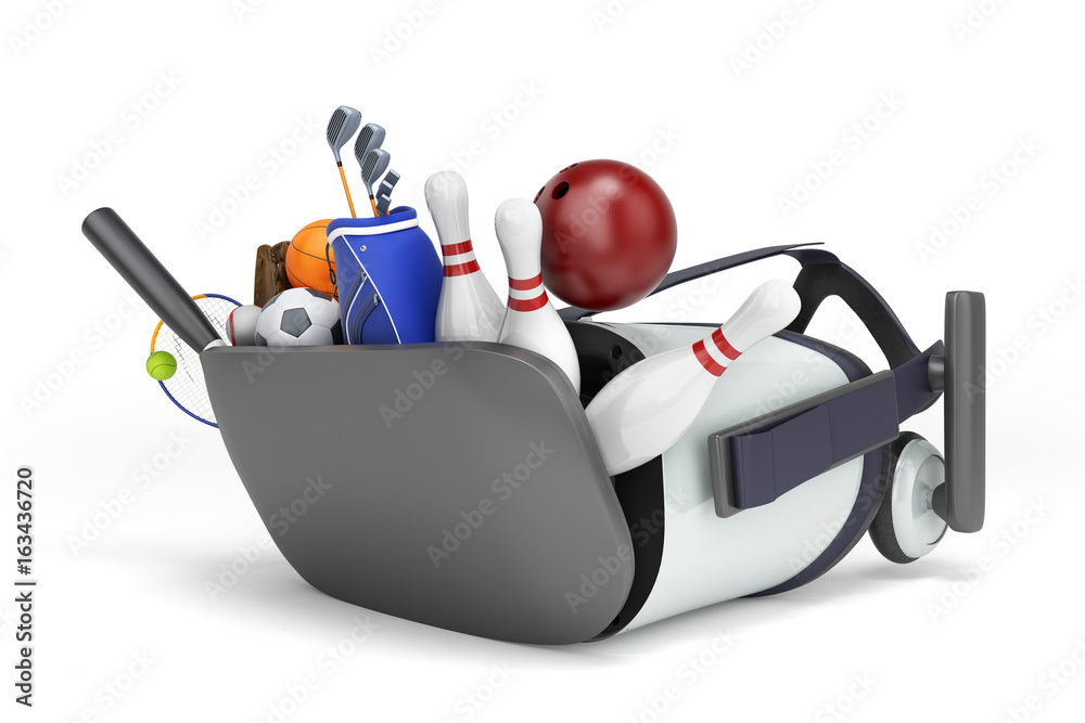Naklejka premium The concept of sports games in virtual reality 3d render on white background