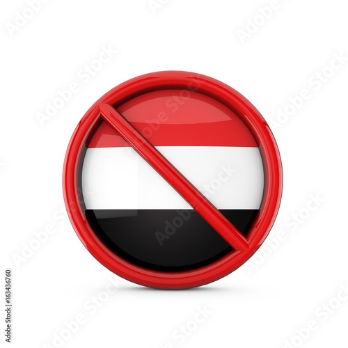 Free Download Yemen flag prohibited no entry symbol. 3D Rendering - GFXLoad