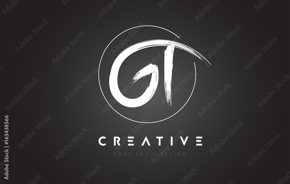 GT Brush Letter Logo Design. Artistic Handwritten Letters Logo Concept.