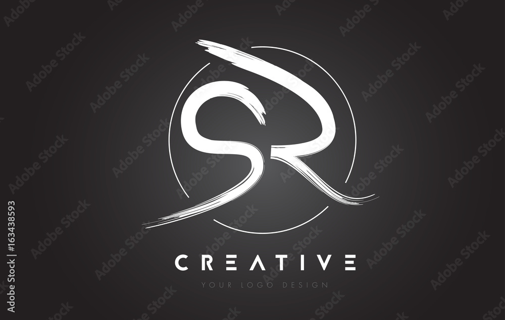 Fototapeta premium SR Brush Letter Logo Design. Artistic Handwritten Letters Logo Concept.