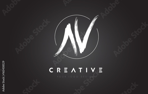 AV Brush Letter Logo Design. Artistic Handwritten Letters Logo Concept.