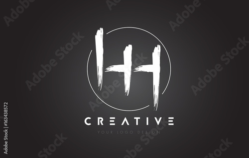 HH Brush Letter Logo Design. Artistic Handwritten Letters Logo Concept.