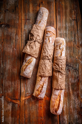 Top view of french baguettes