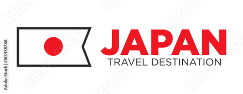 Japan travel destination advertisemant with national flag illustration photo