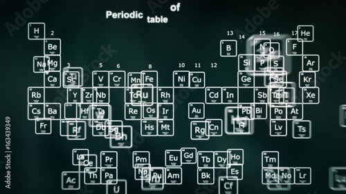 Wallpaper Mural Flying chemical elements forming the Periodic table of the Elements on a green background. Modern version of the Periodic table with the latest elements and new IUPAC grouping. Torontodigital.ca