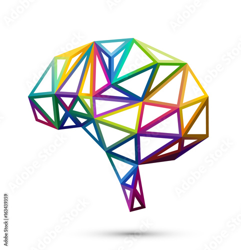 Creative concept of the human brain, colorful polygons, eps10 vector
