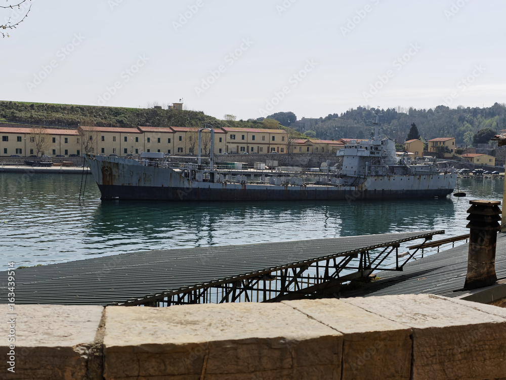 old military ship in the bay of varignano