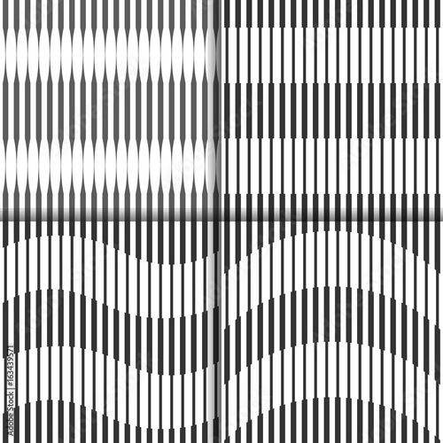Abstract seamless geometric black and white pattern, narrow and wide lines, forms