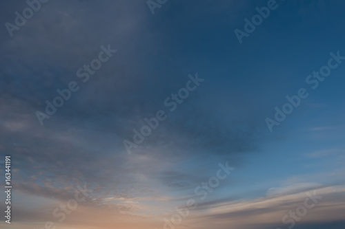 Evening sky over horizon, majestic sunset.