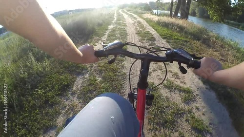 Extreme driving on the bike actoin camera go pro sunny day evening summer photo