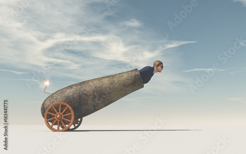 Tableau sur toile Man preparing to fly