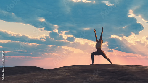The young woman doing yoga
