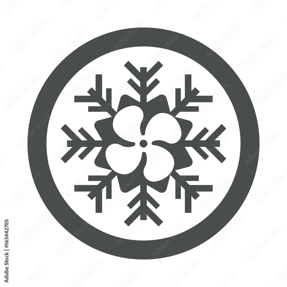Icono plano helice en simbolo frio en circulo color gris Icono plano helice en simbolo frio en circulo color gris