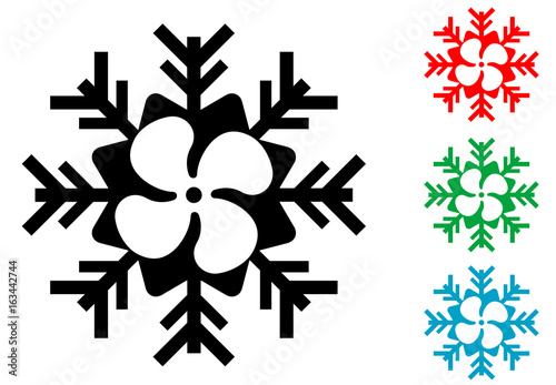 Icono plano helice en simbolo frio varios colores