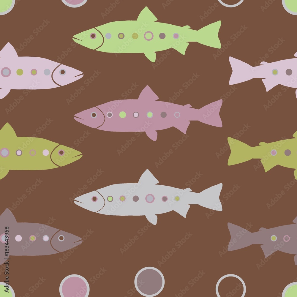 Illustration of fish set seamless pattern Illustration of fish set seamless pattern