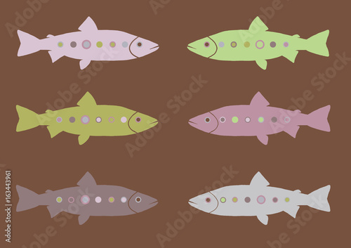 Illustration of fish set