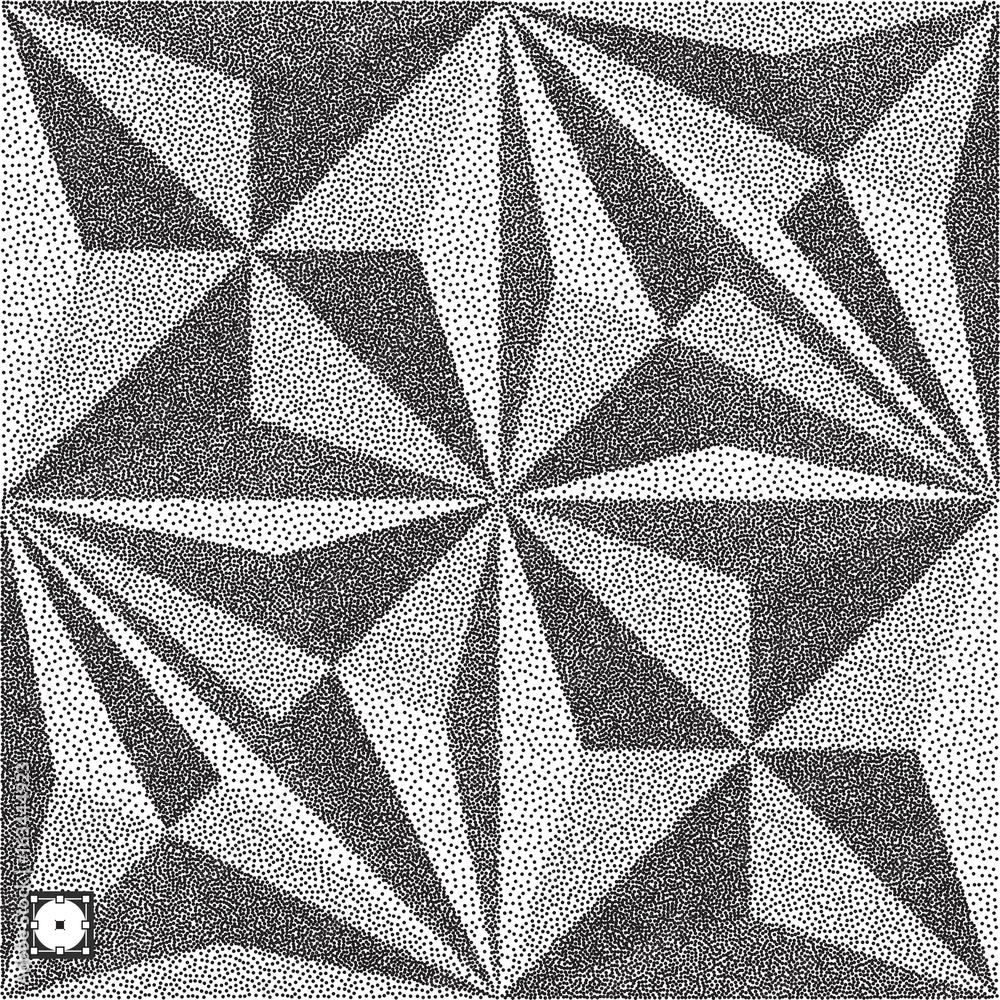 Geometric background. Black and yellow grainy dotwork design. Pointillism pattern. Stippled vector illustration. Geometric background. Black and yellow grainy dotwork design. Pointillism pattern. Stippled vector illustration.
