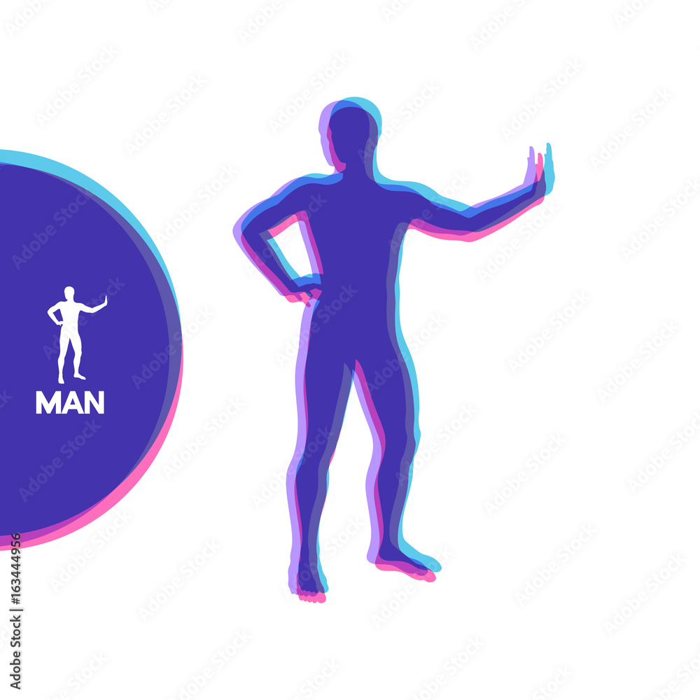 Silhouette of a standing man. Vector illustration.