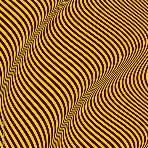 3D wavy background. Dynamic effect. Pattern with optical illusion. Vector illustration.