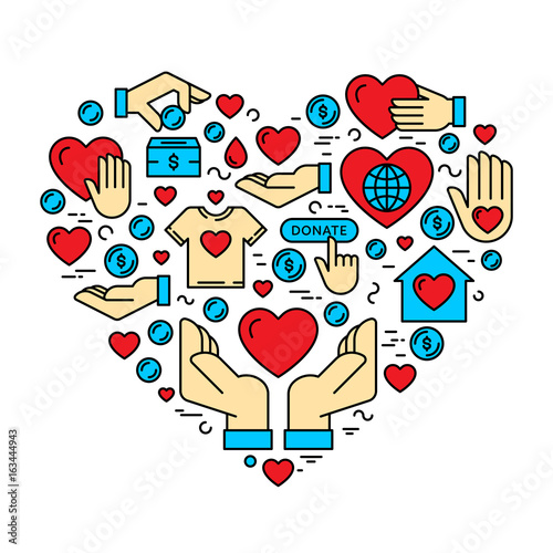 Charity and donation heart set