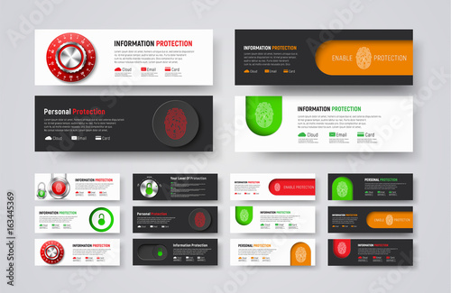 set of horizontal web banners to protect information and data.