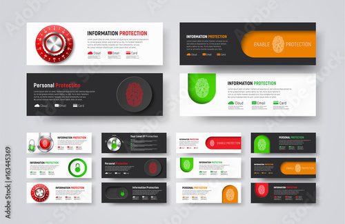 set of horizontal web banners to protect information and data.