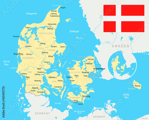 Denmark - map and flag illustration
