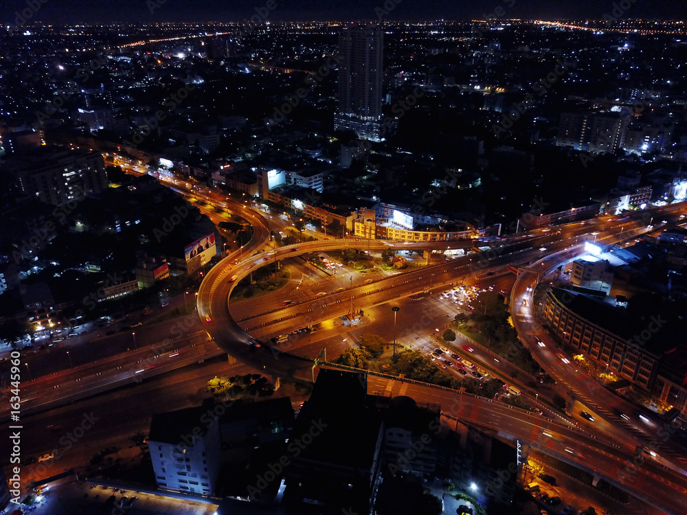 Night roadway in the city of Bangkok