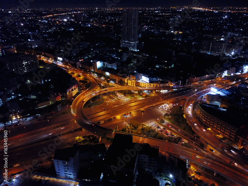 Night roadway in the city of Bangkok