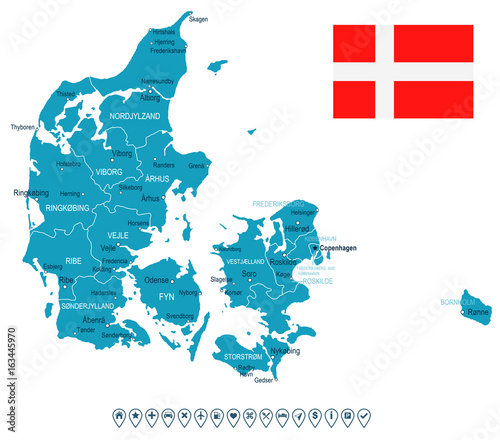 Denmark - map and flag illustration