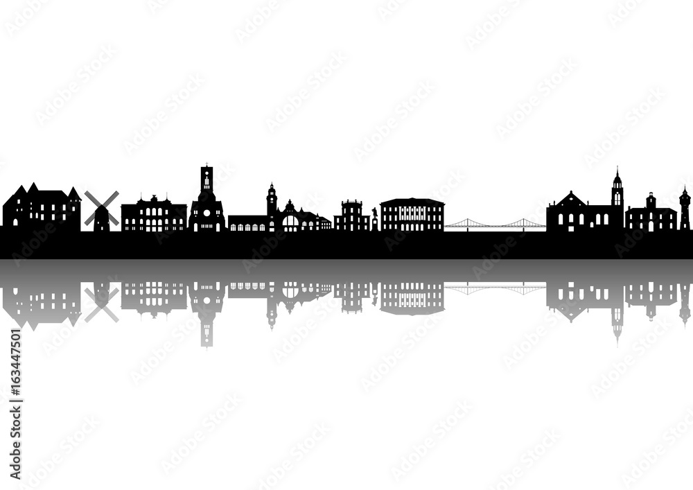 Krefeld Panorama mit Spiegelung