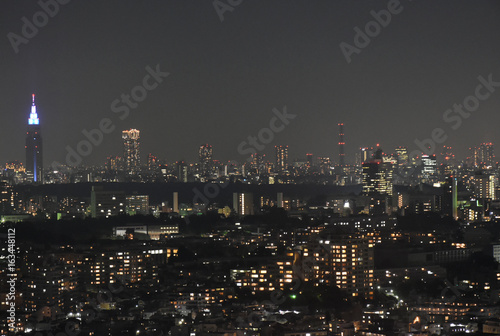 日本の東京都市景観・夜景（渋谷区方面などを望む）