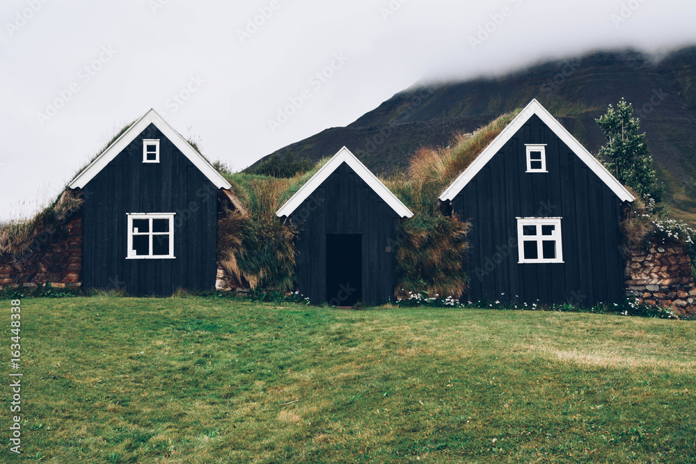Fototapeta premium Typical small houses in Iceland.