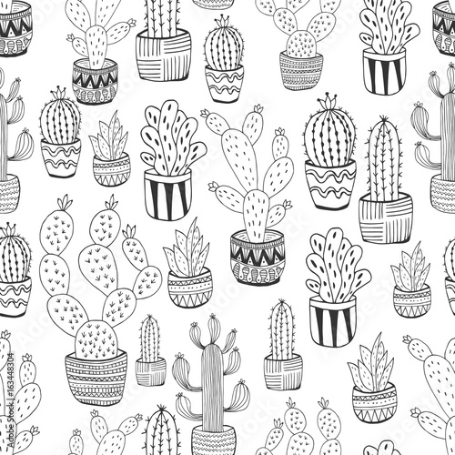 Hand drawn cactus pattern